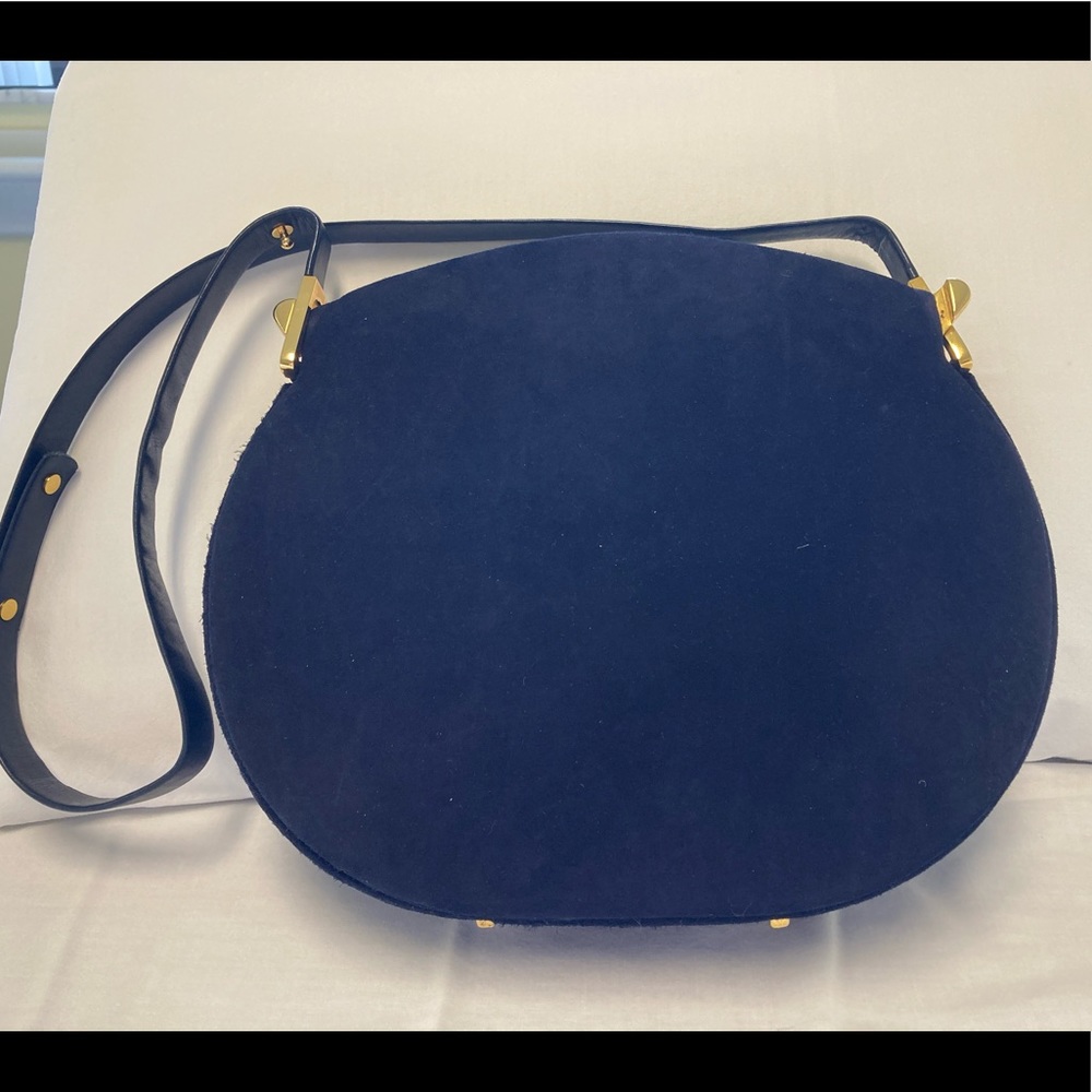 Vintage Rodo Navy Suede Handbag